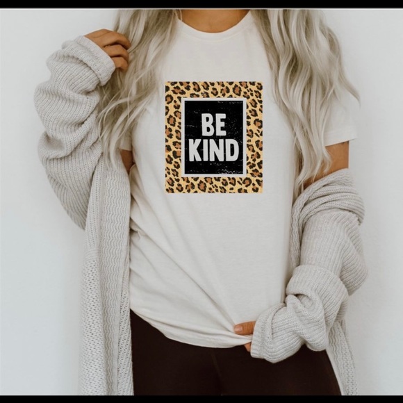 “Be Kind” Leopard Print Bella Canvas Graphic Tee - Picture 4 of 5